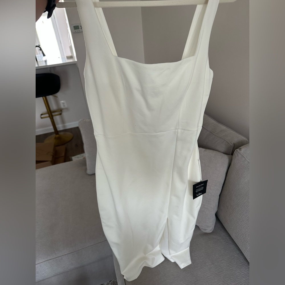 Lulus M White Midi Dress with Slit
